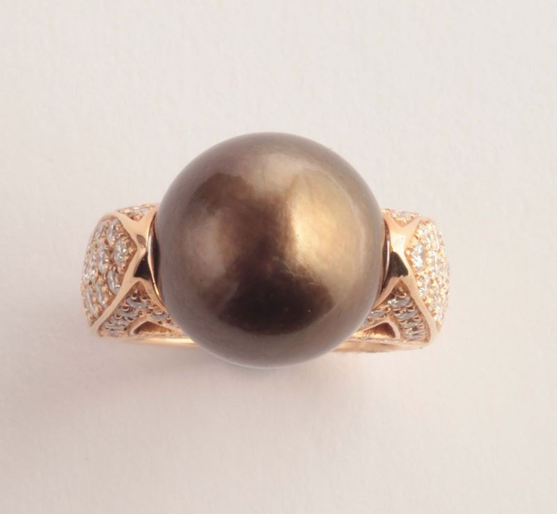 A cultured pearl and diamond ring  - Auction Silver, Ancient and Contemporary Jewels - Cambi Casa d'Aste