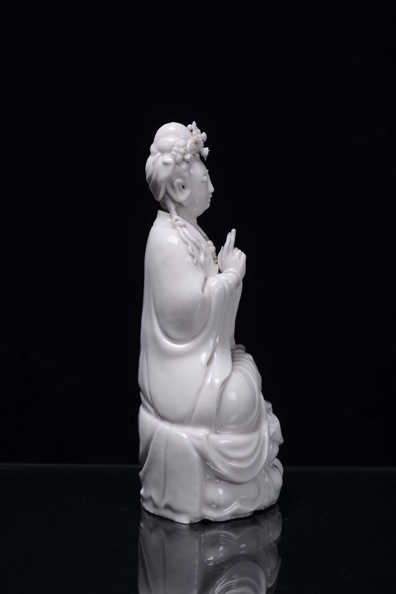 Guanyin in Porcellana Blanc De Chine, Cina, Dinastia Qing, XIX Secolo