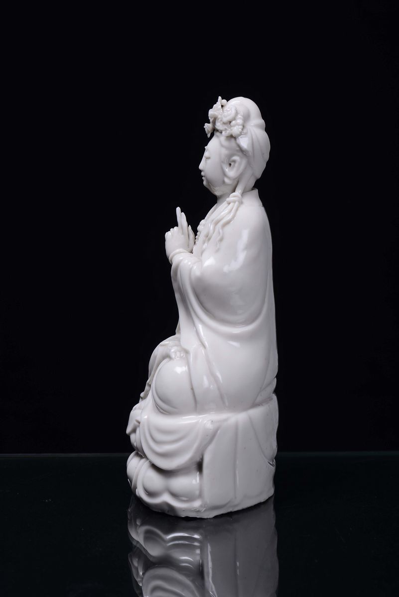 Guanyin in Porcellana Blanc De Chine, Cina, Dinastia Qing, XIX Secolo