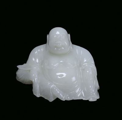 Piccolo Budai Seduto in Giada Bianca, Cina, Repubblica, XX Secolo