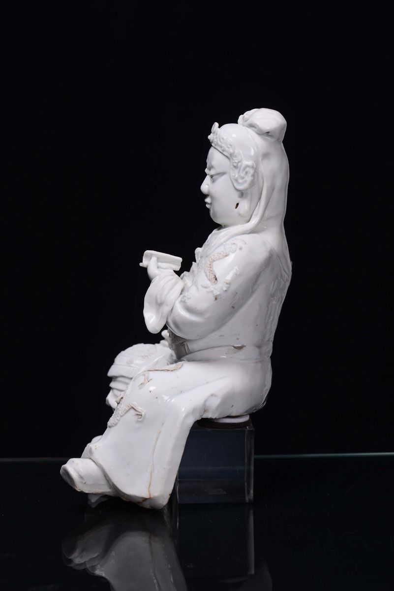 Guandi in Porcellana Blanc De Chine, Cina, Dinastia Ming, Periodo Wanli (1573-1620)
