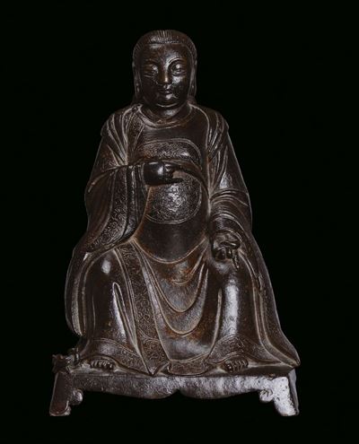 Dignitario in Bronzo Brunito, Cina, Dinastia Ming, XVII Secolo