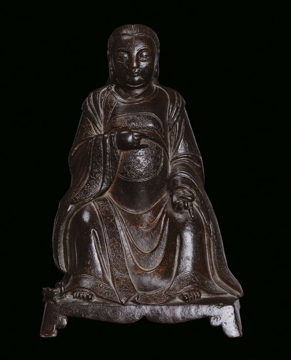 Dignitario in bronzo brunito, Cina, Dinastia Ming, XVII secolo