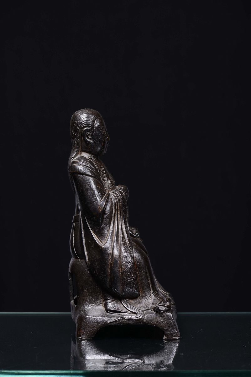Dignitario in Bronzo Brunito, Cina, Dinastia Ming, XVII Secolo