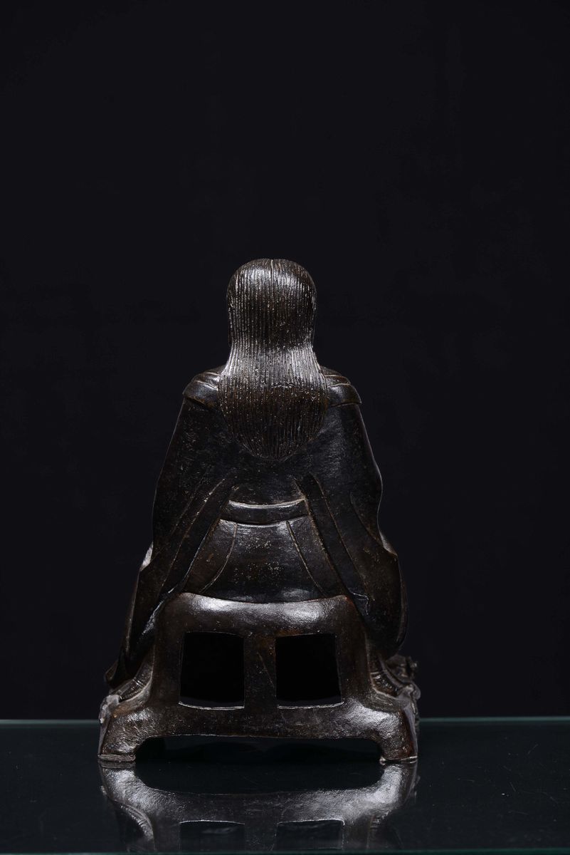 Dignitario in Bronzo Brunito, Cina, Dinastia Ming, XVII Secolo