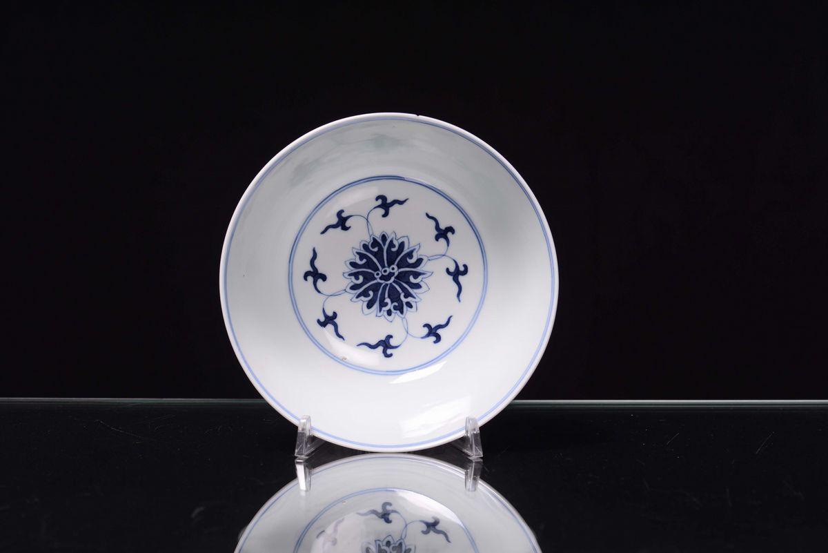 Coppetta in Porcellana Bianca e Blu, Cina XX Secolo