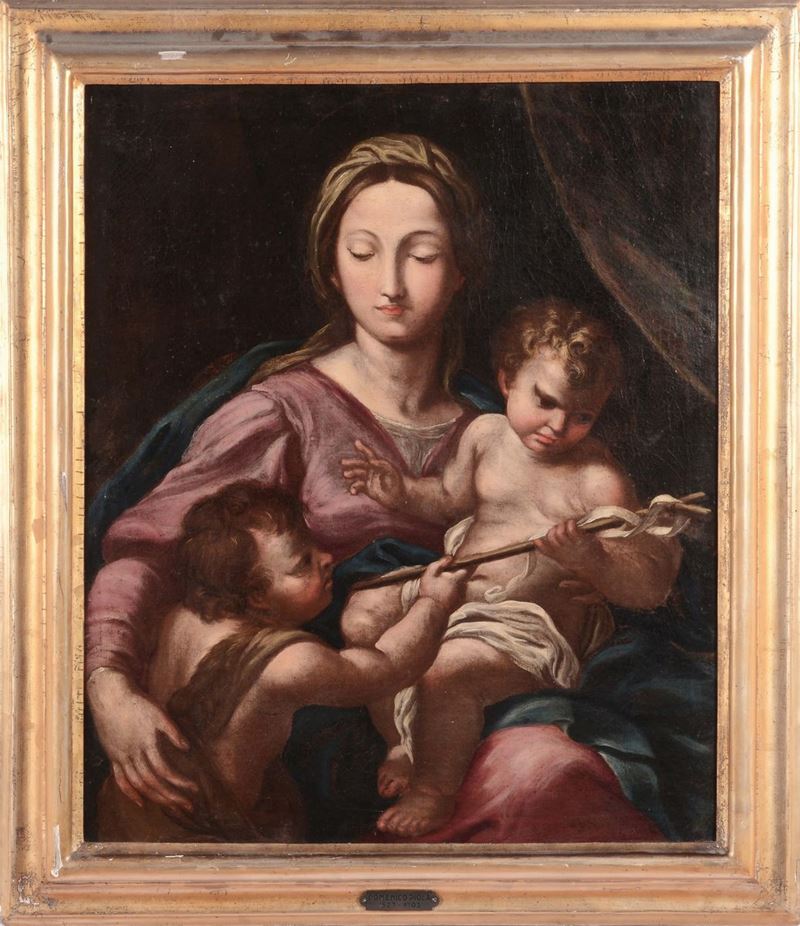 Domenico Piola (Genova 1627-1703), bottega di Madonna col Bambino  - Asta Arredi e Oggetti d'Arte da Importanti Collezioni Private - Cambi Casa d'Aste