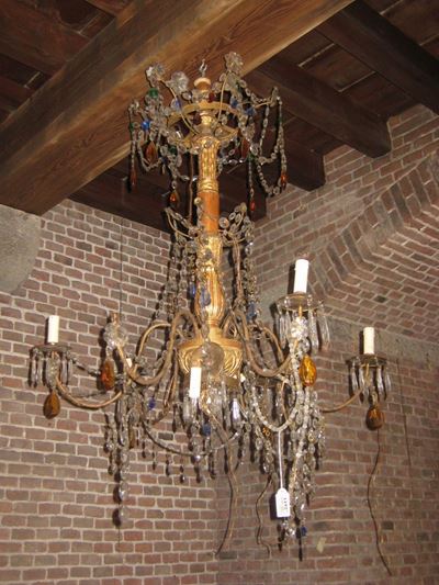 Lampadario Luigi XVI in Legno e Cristalli