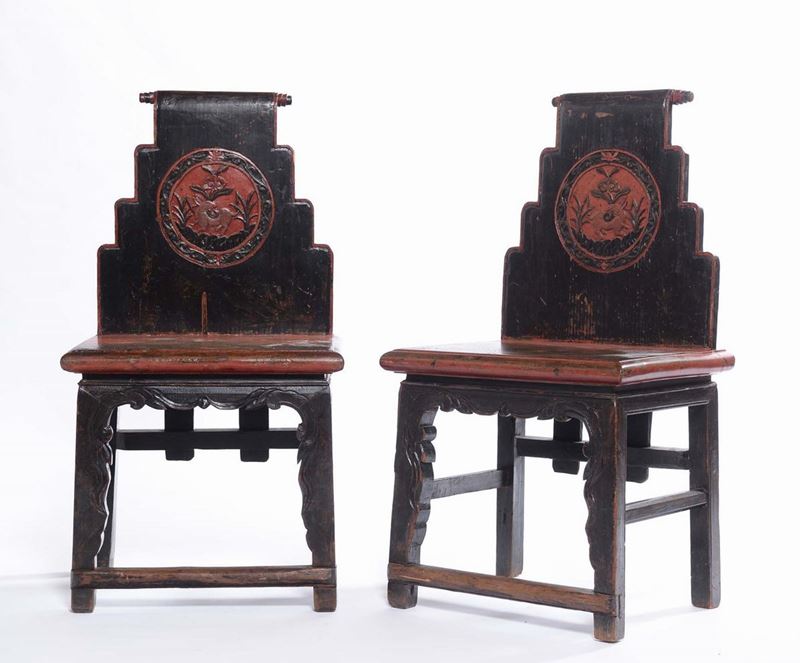 A pair of lacquered armchairs, China, 20th century  - Auction Fine Chinese Works of Art - Cambi Casa d'Aste