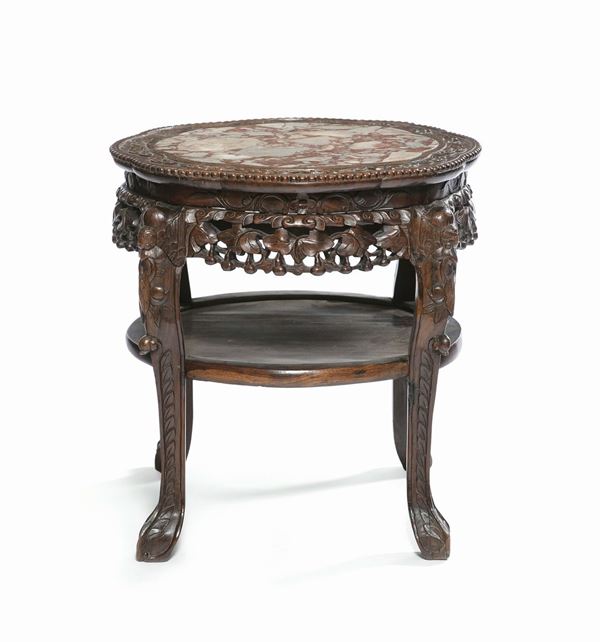 A round table with marble top, China, Qing Dynasty, 19th century