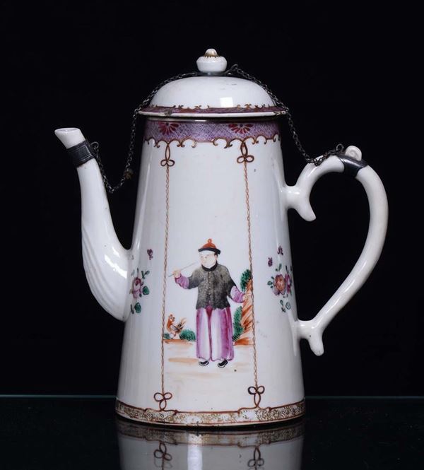 Caffettiera in porcellana compagnia delle indie, Cina XIX secolo