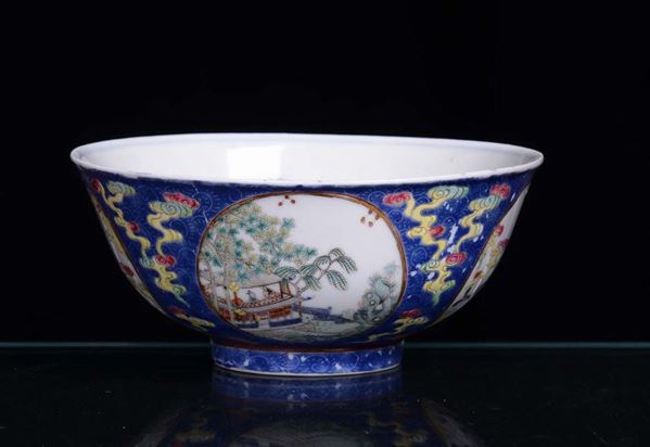 A small porcelain bowl with polychrome decoration, China, 20th century