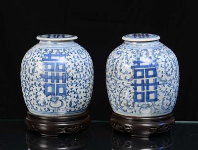 Coppia di Potiches in Porcellana, Cina XX Secolo