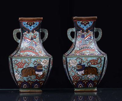 Due Vasi Cloisonnè, Cina XIX Secolo