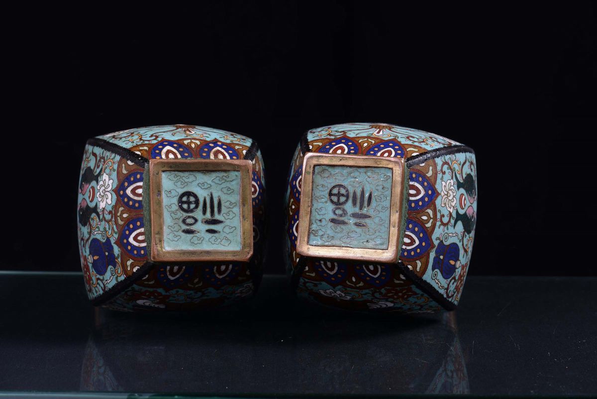 Due Vasi Cloisonnè, Cina XIX Secolo