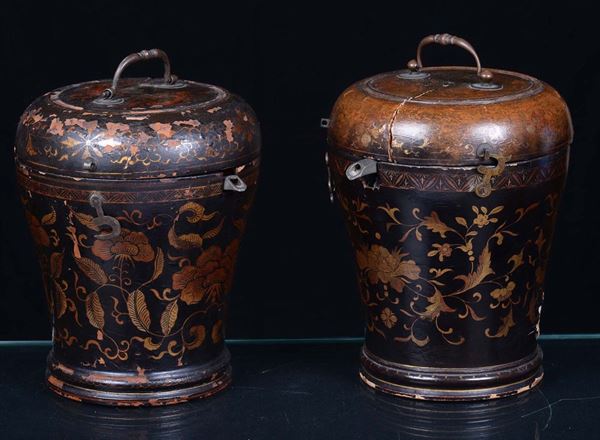 Two lacquered teapots, 19th century