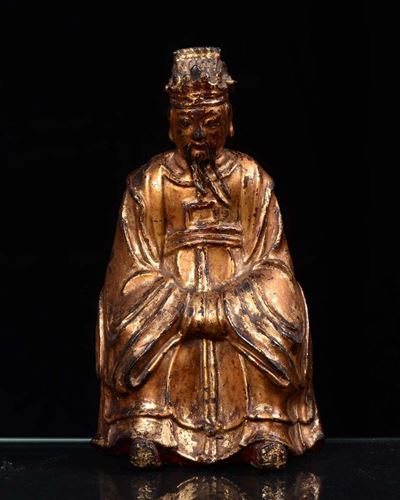 Figura di Dignitario in Bronzo Dorato