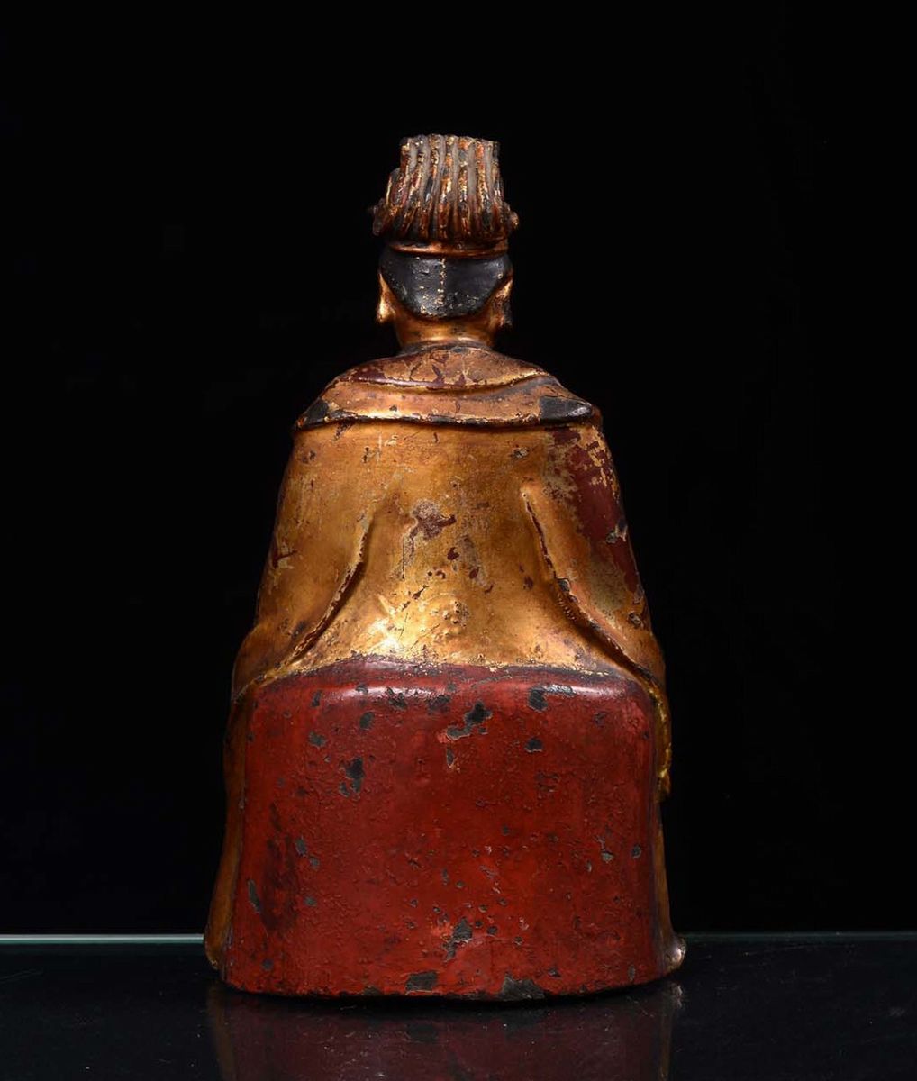 Figura di Dignitario in Bronzo Dorato