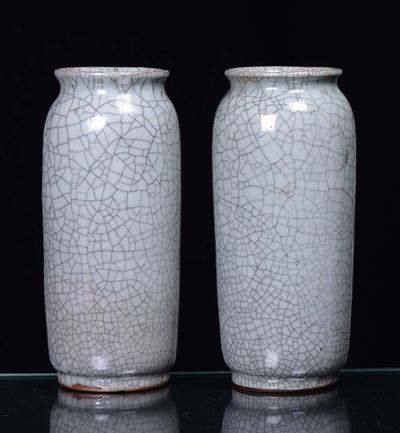 Due Vasi in Ceramica Craquelè, Cina XIX Secolo