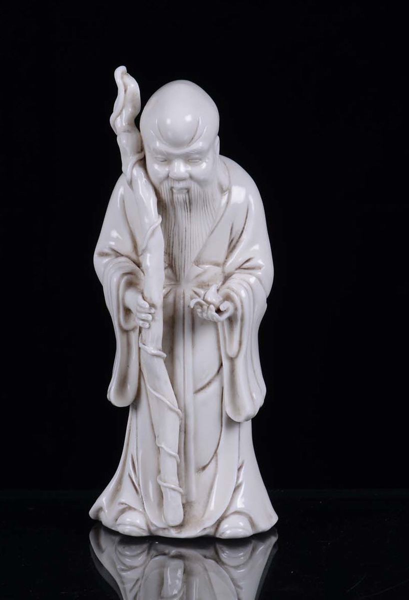 Figura di Buddha e di Guanin in Porcellana Blanc De Chine, Cina XX Secolo