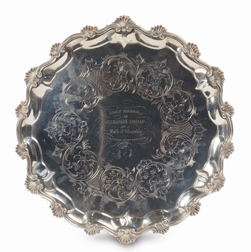 Salver in argento, Daniel & Charles Houle, Londra 1855  - Asta Argenti e Gioielli Antichi e Contemporanei - Cambi Casa d'Aste