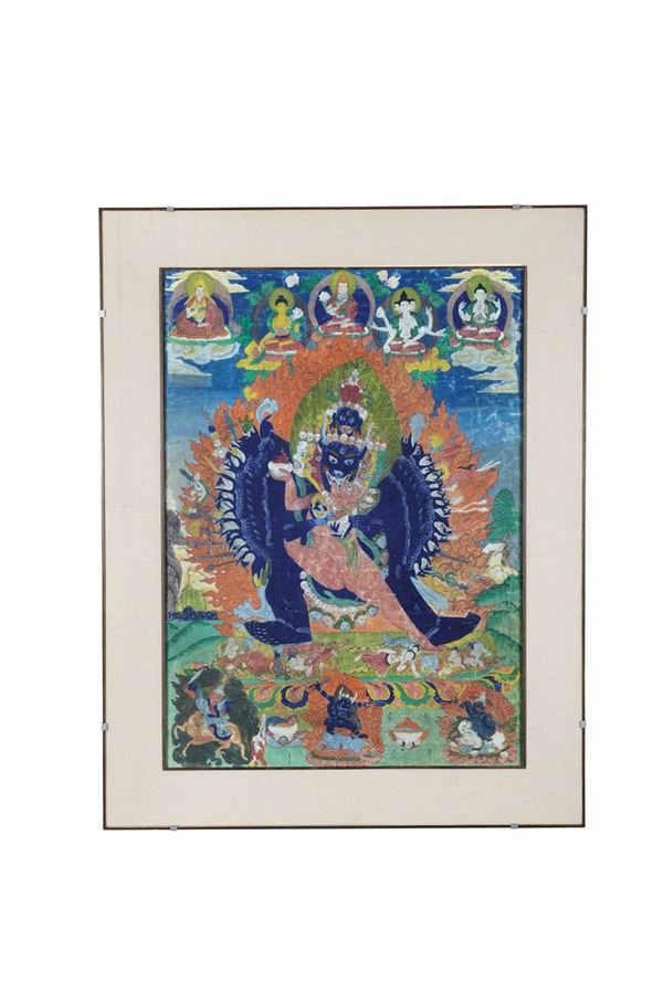 A Tanka representing Vajrabhairava, Tibet 19th century