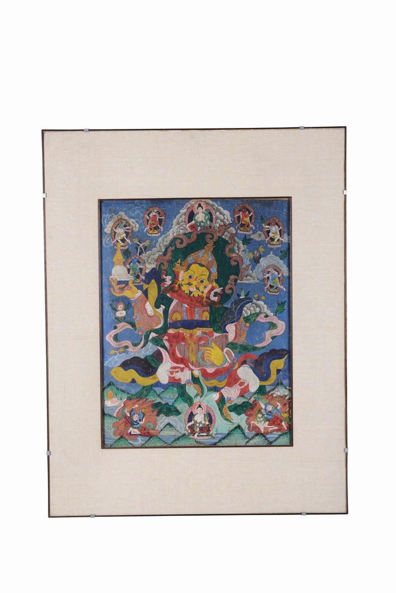 Tanka raffigurante divinita buddista, Tibet, XIX secolo  - Asta Fine Chinese Works of Art - Cambi Casa d'Aste