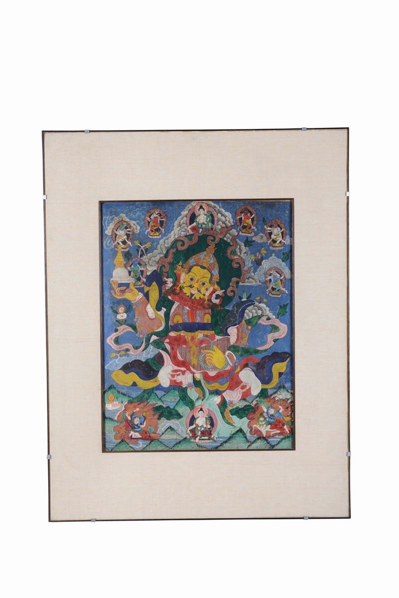 A Tanka representing a Buddhist divinity, Tibet 19th century  - Auction Furnishings and Works of Art from Important Private Collections - Cambi Casa d'Aste