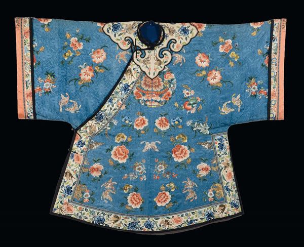 A silk embroidered dress, China, Qing Dynasty, 19th century