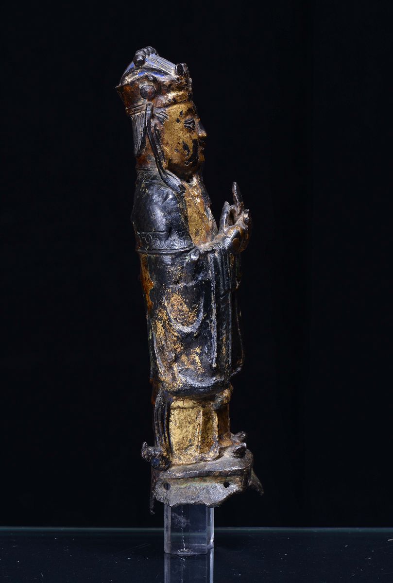 Saggio in Bronzo Parzialmente Dorato a Freddo, Cina, Dinastia Ming, XVII Secolo