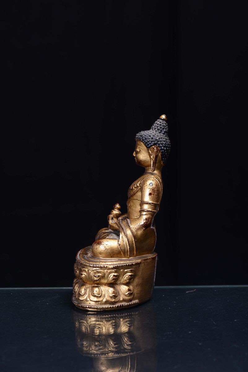 Amitayus in Bronzo Dorato, Cina, Dinastia Qing, Periodo Kangxi (1662-1722)