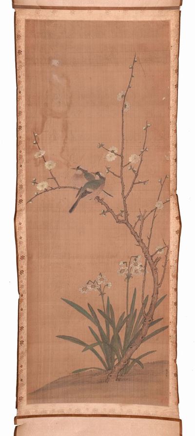 Scroll Raffigurante Scene Naturalistiche, Cina, Dinastia Qing, XIX Secolo