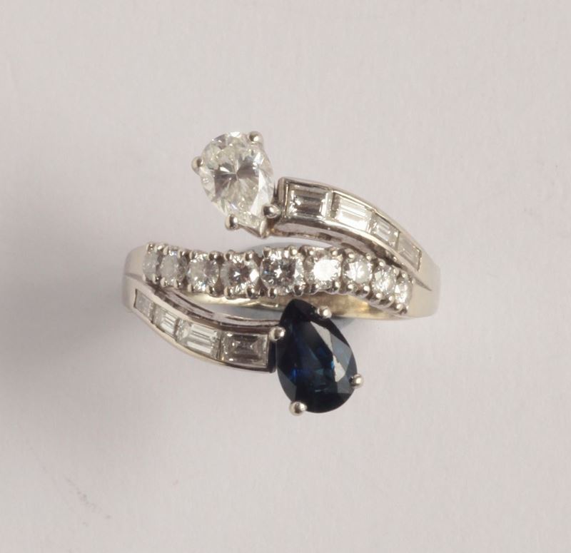 A sapphire and diamond ring  - Auction Silver, Ancient and Contemporary Jewels - Cambi Casa d'Aste