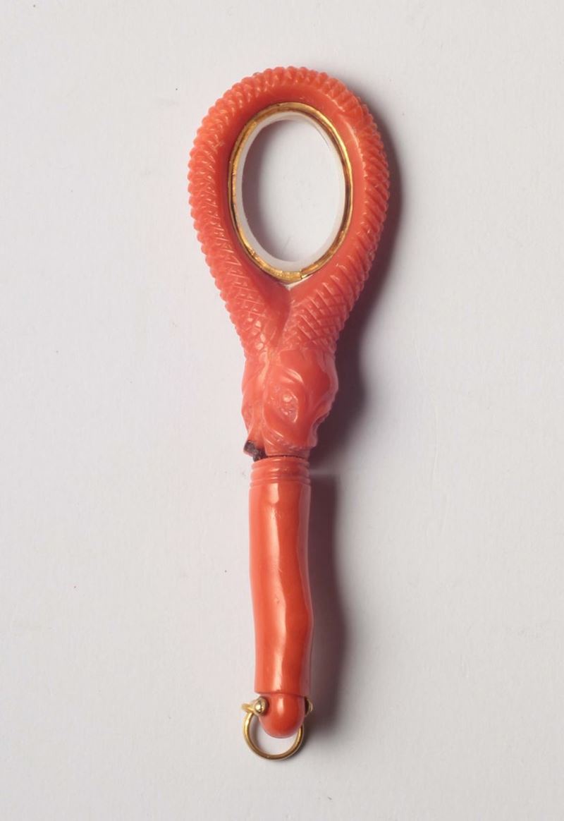 A 19th century coral carving loop. Box  - Auction Silver, Ancient and Contemporary Jewels - Cambi Casa d'Aste