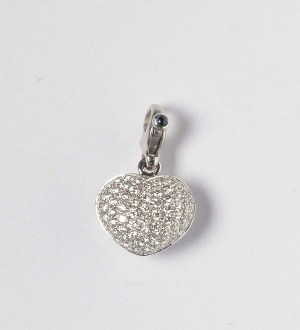 An heart pavé diamond pendant. Signed Pasquale Bruni
