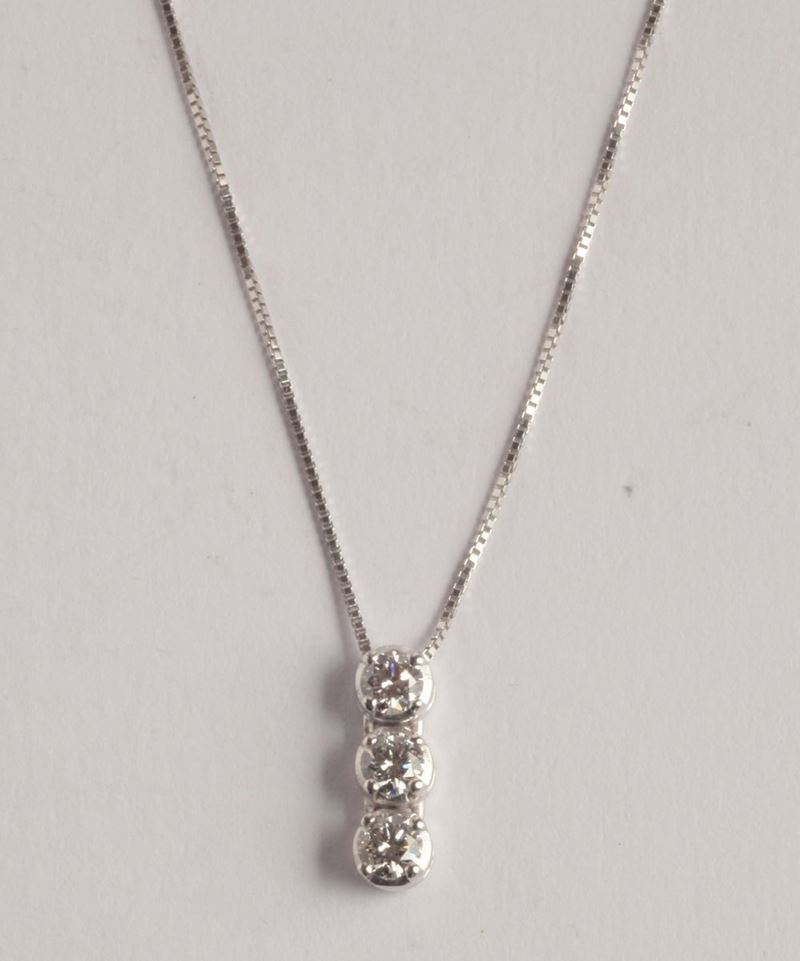 A three diamond pendant  - Auction Silver, Ancient and Contemporary Jewels - Cambi Casa d'Aste