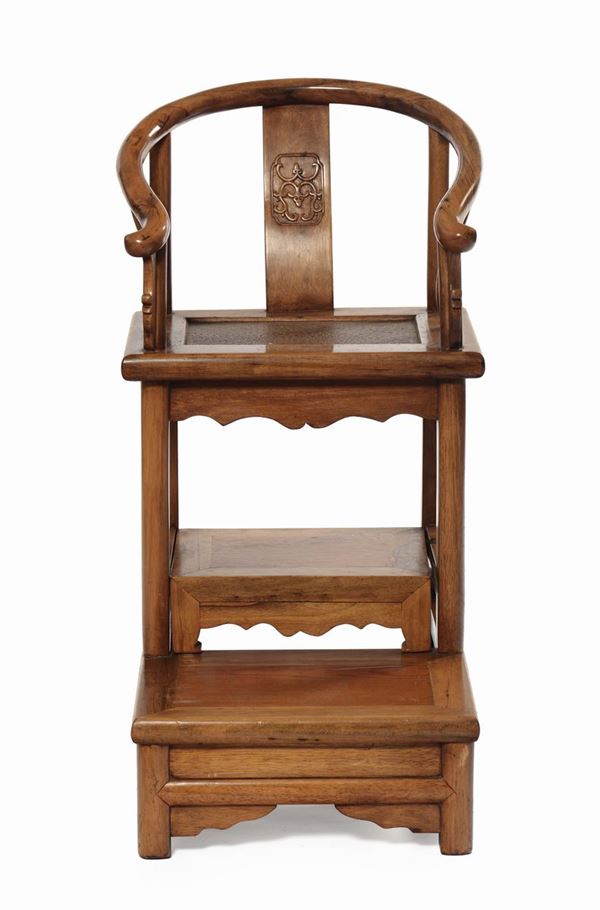 A small Homu wood armchair,  China, Qing Dynasty, 19th century