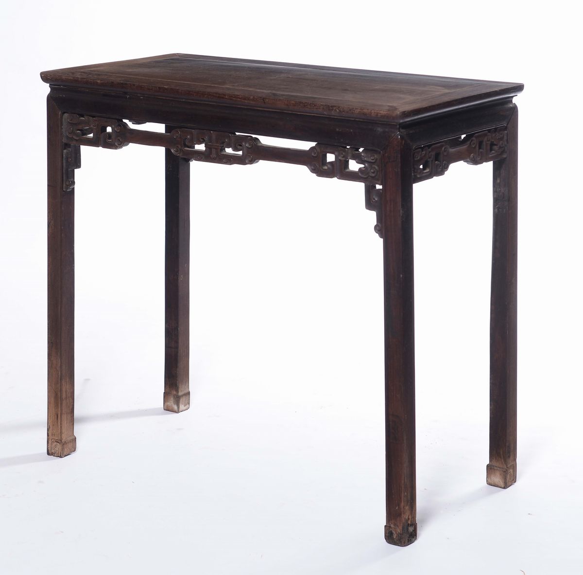 Console in Legno di Homu con Piano in Radica, Cina, Dinastia Qing, XIX Secolo