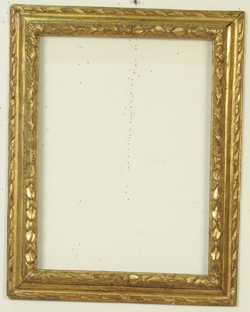 Cornice in legno intagliato e dorato. Piemonte XVII secolo  - Auction Antique Frames from 16th to 19th century - Cambi Casa d'Aste