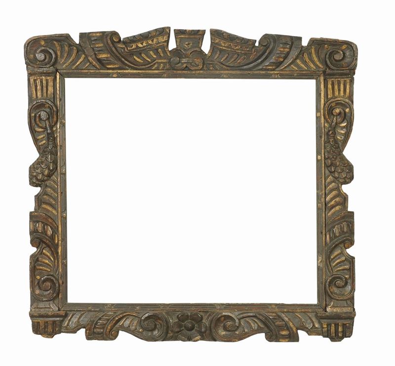 Cornice sansoviniana in legno naturale e oro, Venezia XVI secolo  - Auction Antique Frames from 16th to 19th century - Cambi Casa d'Aste