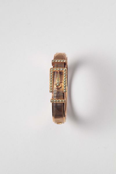 Bracciale Rigido a Fibbia con Piccole Perle Grigie