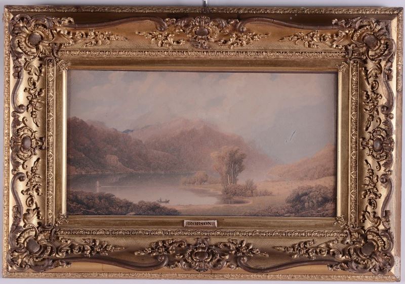 Anonimo del XIX secolo Paesaggio lacustre  - Auction Time Auction 1-2014 - Cambi Casa d'Aste