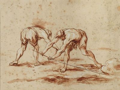 Alessandro Magnasco (genova 1667-1749)due Figure al Lavoro
