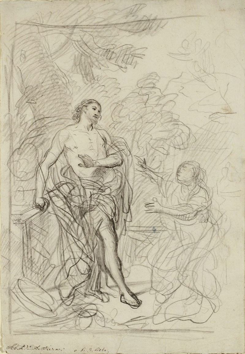 Lorenzo De Ferrari (Genova 1680-1744) Noli me tangere  - Auction Fine Drawings - I - Cambi Casa d'Aste