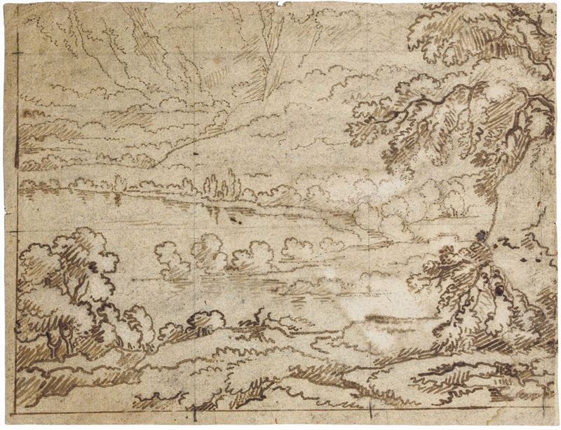 Carlo Antonio Tavella (Milano 1668 - Genova 1738) Paesaggio  - Auction Fine Drawings - I - Cambi Casa d'Aste