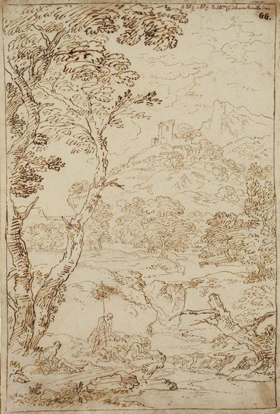 Carlo Antonio Tavella (milano 1668 - Genova 1738)paesaggio con Figure