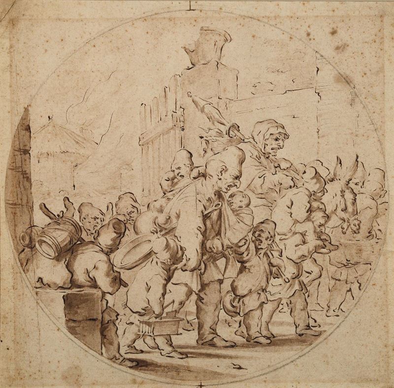 Giovanni Agostino Ratti (Savona 1699 - Genova 1775) Gruppo di nani  - Auction Fine Drawings - I - Cambi Casa d'Aste