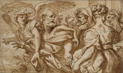 Domenico Piola (genova 1627 - 1703)gruppo di Figure con Angelo
