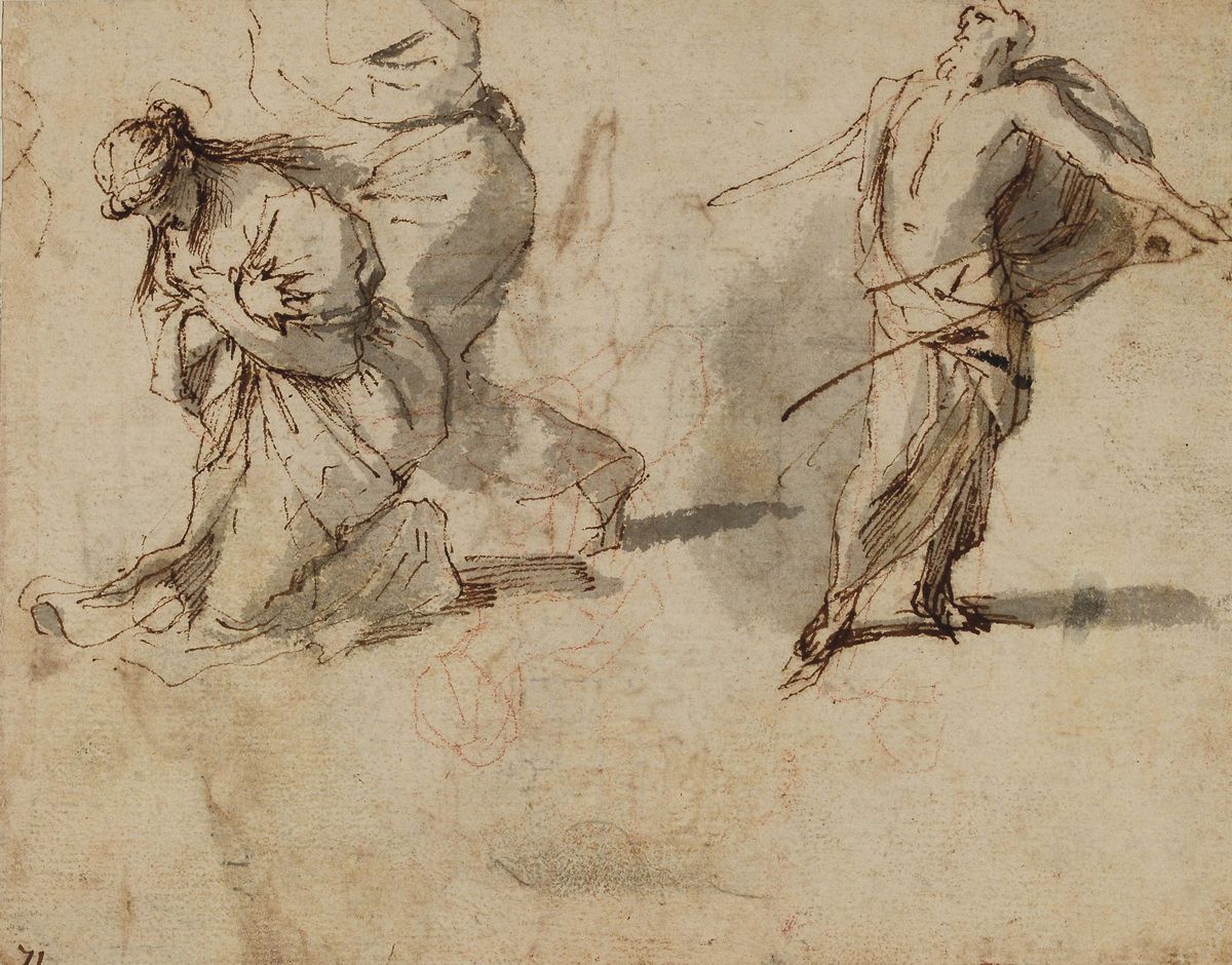Giovanni Benedetto Castiglione Detto il Grechetto (genova 1609 - Mantova 1664)studio per Figure
