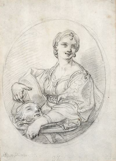 Paolo Gerolamo Piola (genova 1666 - 1724)recto: Salomè con la Testa del Battista Verso: Studio pe...